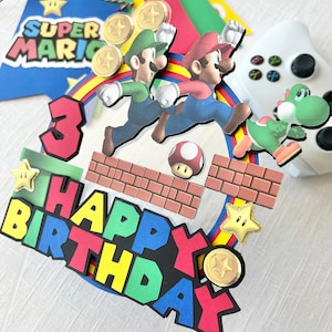 Super mario cake topper, kids birthday, super mario bros, video game party decorations