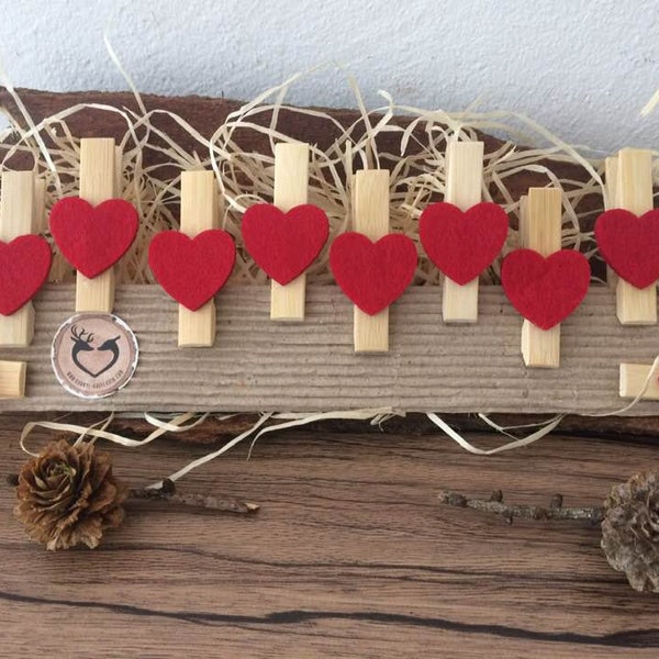 10 Stück  HERZ Deko Wäsche Klammern  Set je 6 cm lang Valentinstag