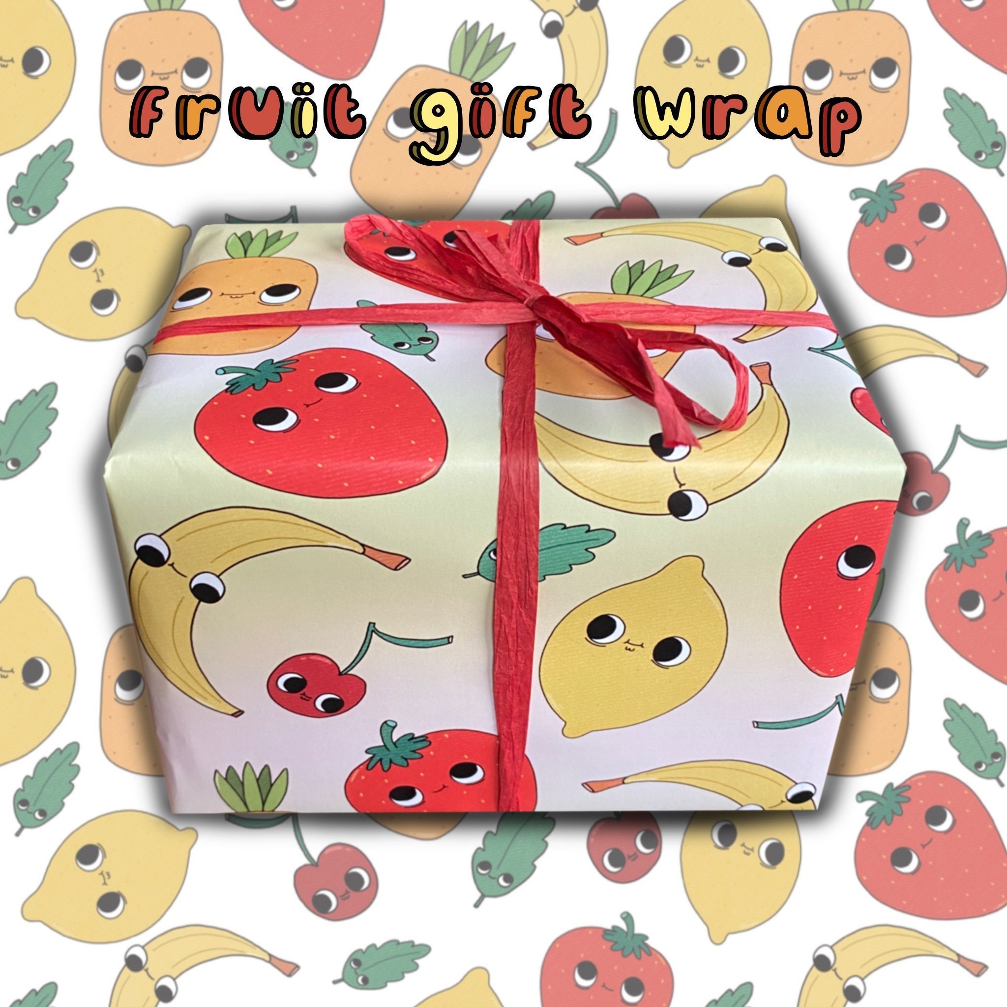 Fruit Wrapping Paper Gift Wrap Folded Fruits Pastel Etsy UK