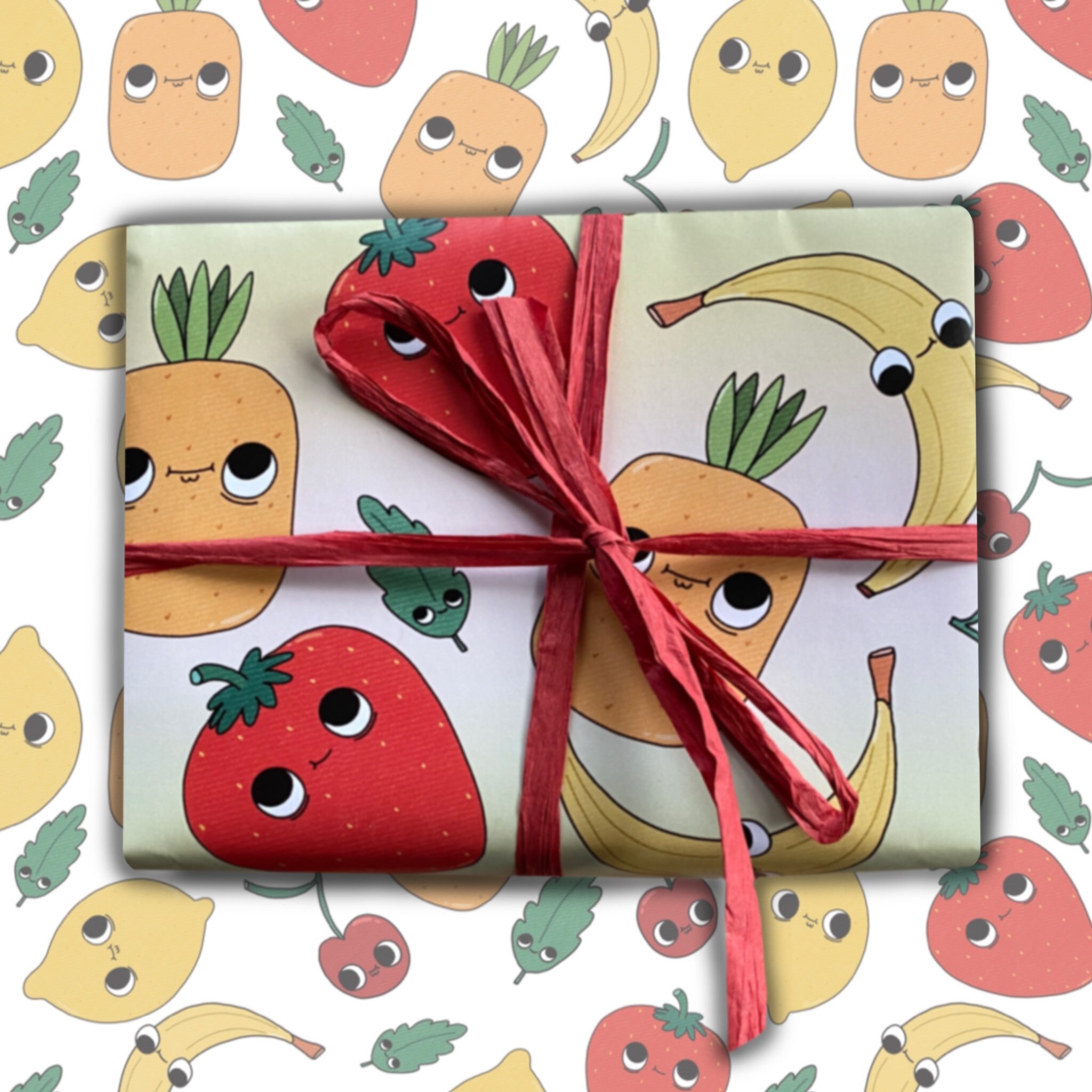 Fruit Wrapping Paper Gift Wrap Folded Fruits Pastel Etsy UK