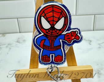 Spiderman Badge Reel, Superhero Retractable ID Holder, Glitter Badge Reel, Nurse Badge Reel, Nurse, Library Card Holder