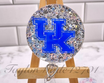Kentucky Wildcats Badge Reel: Silver Glitter UK Nurse ID Holder