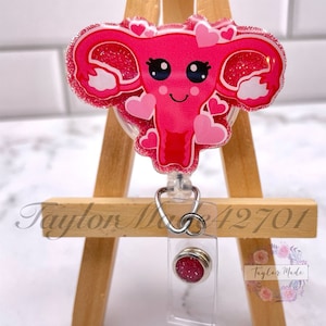 Valentines Uterus Retractable Badge Reel, OBGYN ID Badge Holder, Ovaries Badge Reel, OB Badge Reel, Nurse Badge Reel, Badge Reel, Heart