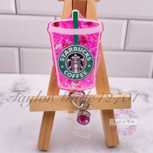 Starbucks Pink Drink Badge Reel, Dragon Fruit Starbucks Drink ID Holder, Iced Drink Retractable Badge Reel, Nurse Badge Reel, Nurse Gift