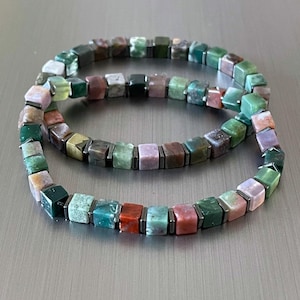 Bracciale con due pietre preziose colorate per uomo Bracciale per amico Regalo per uomo Pietra cubica di agata nera ematite colorata naturale di alta qualità