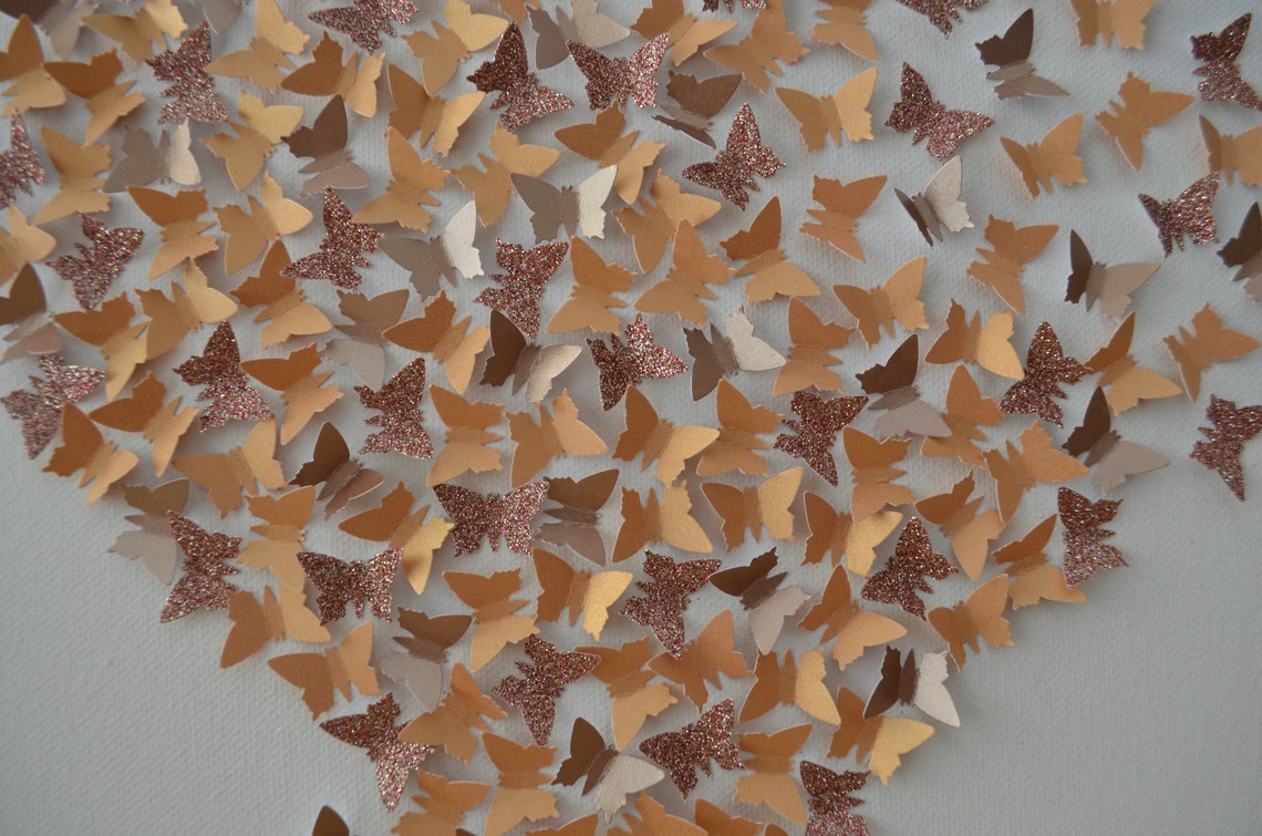 Rose Gold Butterfly Wall Art/3d Butterflies/butterfly Heart Etsy UK