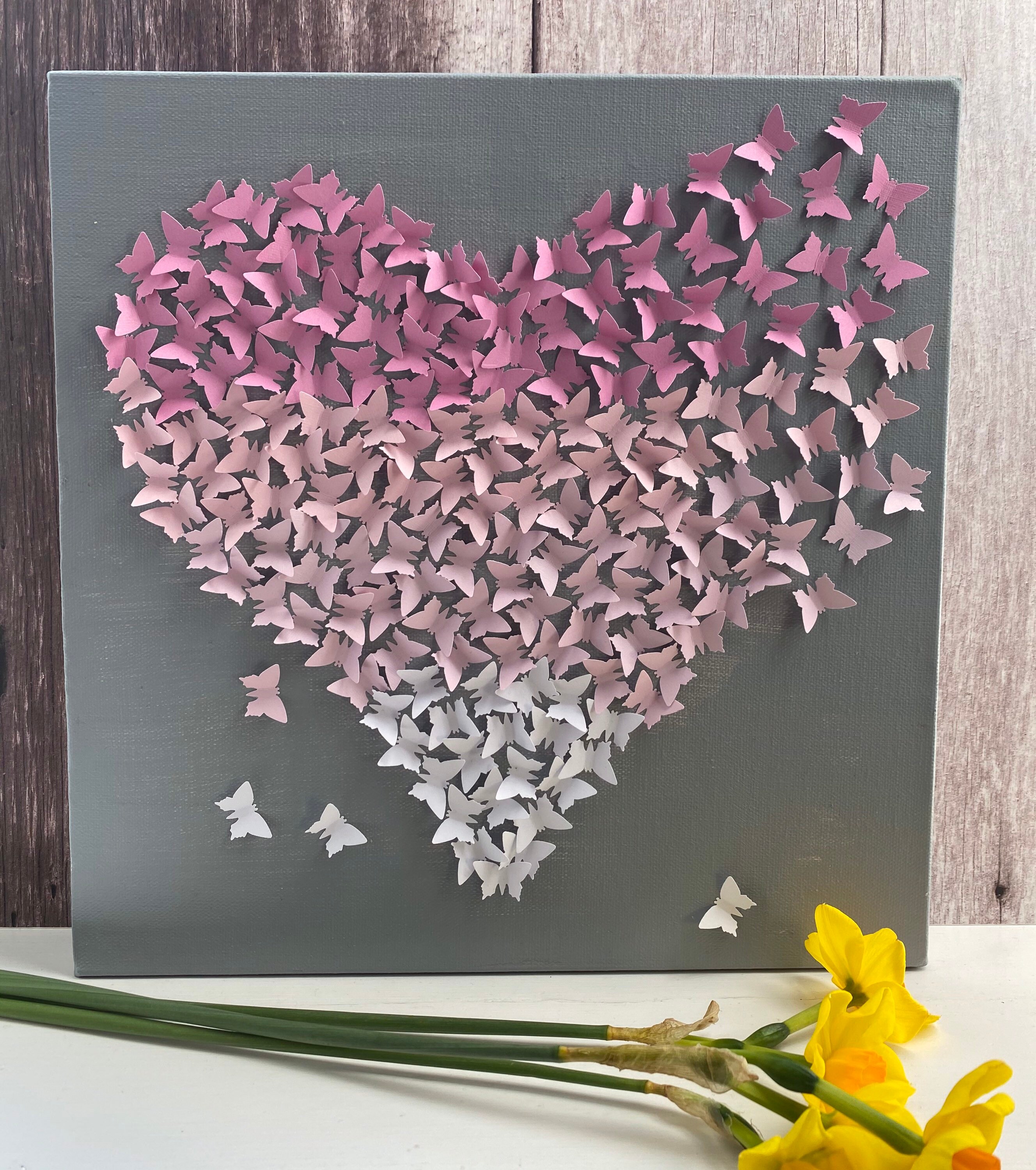 Ombre 3d butterfly wall art/Butterfly heart wall decor/ | Etsy