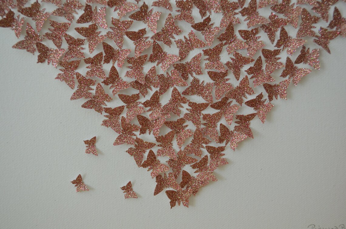 Rose Gold Glitter Butterfly Wall Art/3d Butterflies/butterfly Etsy UK