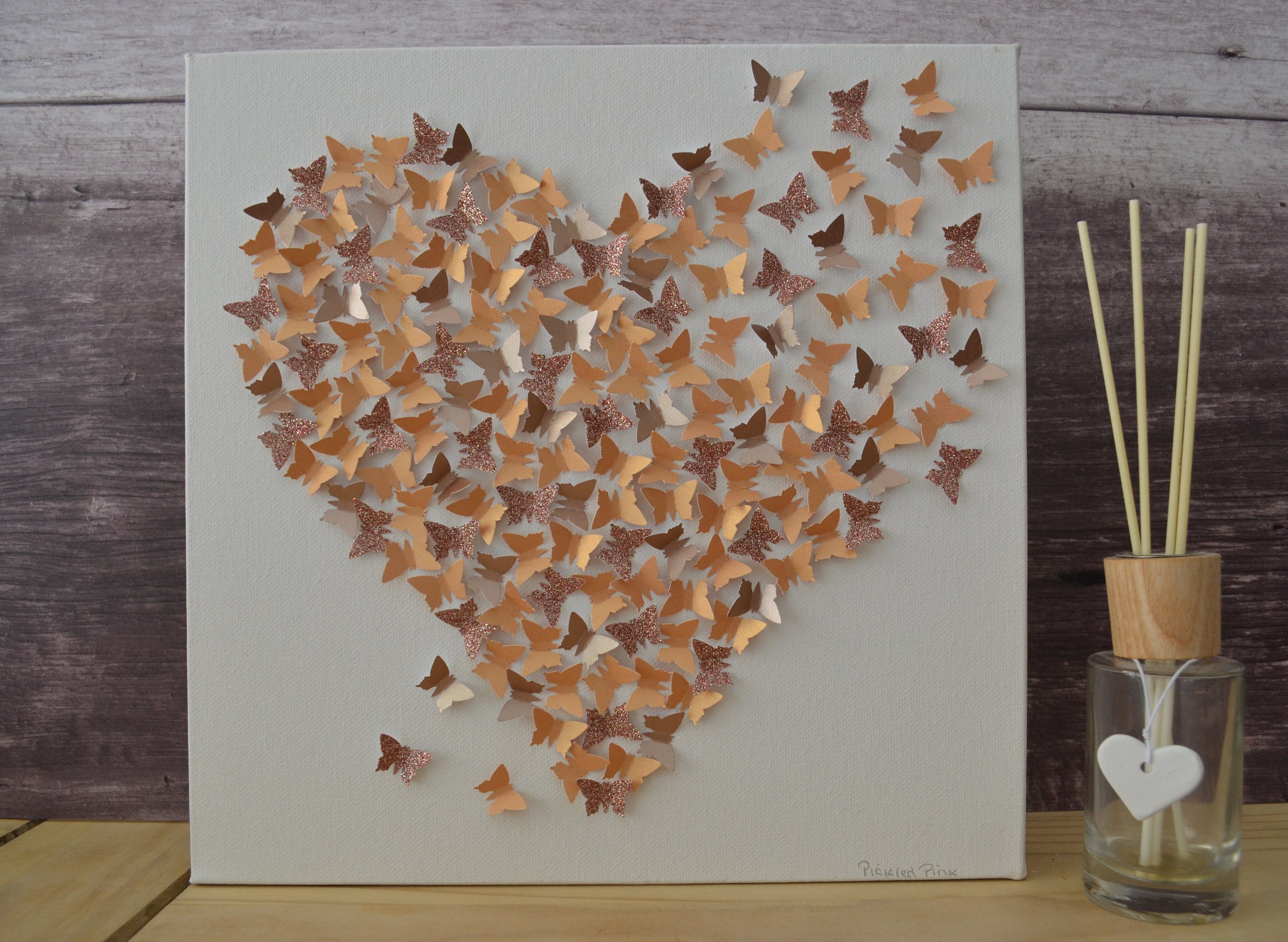 Rose Gold Butterfly Wall Art/3d Butterflies/butterfly Heart Etsy UK