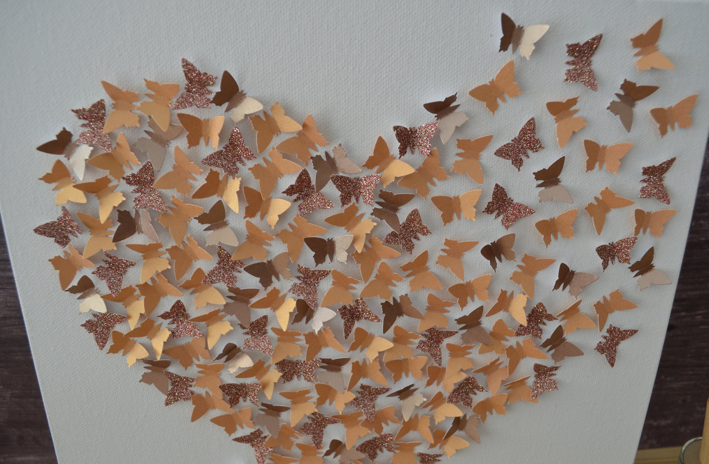 Rose Gold Butterfly Wall Art/3d Butterflies/butterfly Heart Etsy UK