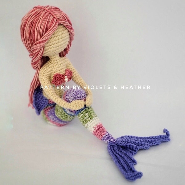 CROCHET PATTERN for Atlantic Mermaid, Amigurumi Mermaid Pattern. Crochet Mermaid Decorations. Instant PDF Download.  Violets and Heather