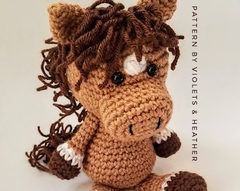 CROCHET PATTERN for Miniature Horse / Unicorn.  Instant PDF Pattern Download. Amigurumi Pattern. violets and heather