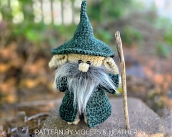 CROCHET PATTERN for Woodland Wizard Troll, Cute Amigurumi Wizard, Crochet Troll, Gnome, Pixie. Amigurumi Sorcerer Crochet Pattern Download.