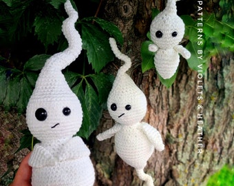 CROCHET PATTERNS for Will o' the Wisps, Amigurumi Ghost Pattern, Halloween Pattern, Magical Fairy Sprite, Folklore Spirit, Instant Download.
