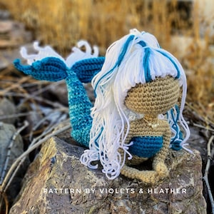 CROCHET PATTERN for Arctic Mermaid, Instant PDF Download. Amigurumi Mermaid Pattern. Crochet Mermaid Decorations. Violets and Heather