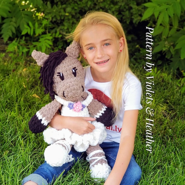 CROCHET PATTERN for Cuddly Ballerina Horse, Crochet Horse Pattern, Amigurumi Pattern. Instant PDF Pattern Download.