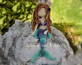 CROCHET PATTERN for Pacific Mermaid, Instant PDF Download. Amigurumi Mermaid Pattern. Crochet Mermaid Decorations. Violets and Heather