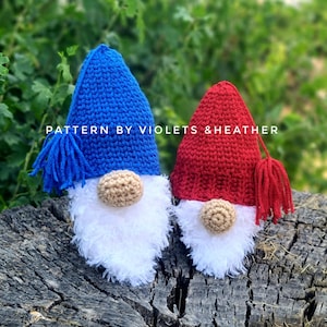 CROCHET PATTERN for Gnome Mason Jar Sleeves, Crochet Gnome Patterns, Instant PDF Download. Crochet Gnome Decorations. Violets and Heather