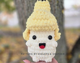 Padrão de crochê para Banana Bumbum de Bolha. Um padrão de amigurumi rápido e fofo, feito com fio macio, sem costura. Uma ótima opção para presente divertido. Crochê engraçado.