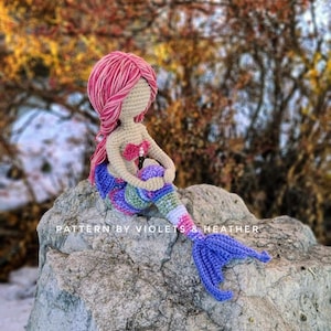CROCHET PATTERN for Atlantic Mermaid, Amigurumi Mermaid Pattern. Crochet Mermaid Decorations. Instant PDF Download.  Violets and Heather