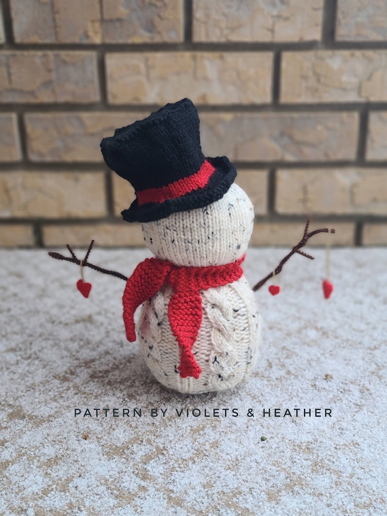 KNITTING PATTERN for Whimsical Snowman Decor, Knit Amigurumi Pattern, Knit Winter Patterns.Instant PDF Pattern Download.Violets and Heather image 3