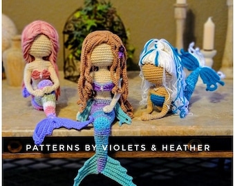 Oceanic Mermaids Collection. CROCHET PATTERNS for 3 Mermaids. Amigurumi Mermaid Patterns. Pretty Doll Pattern. Discount Bundle Patterns.