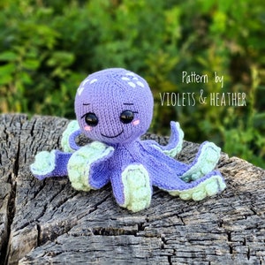 KNITTING PATTERN for Baby Octopus, Knit Amigurumi Pattern, Knit Patterns. Instant PDF Pattern Download. Violets and Heather Octopus Pattern image 1