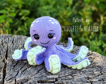 KNITTING PATTERN for Baby Octopus, Knit Amigurumi Pattern, Knit Patterns. Instant PDF Pattern Download. Violets and Heather Octopus Pattern