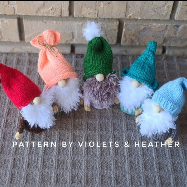 KNITTING PATTERN for A Gnome of Many Hats, Knit Gnome Pattern, Knit Gnome Decorations. Instant PDF Pattern Download. Scrap Yarn Projects