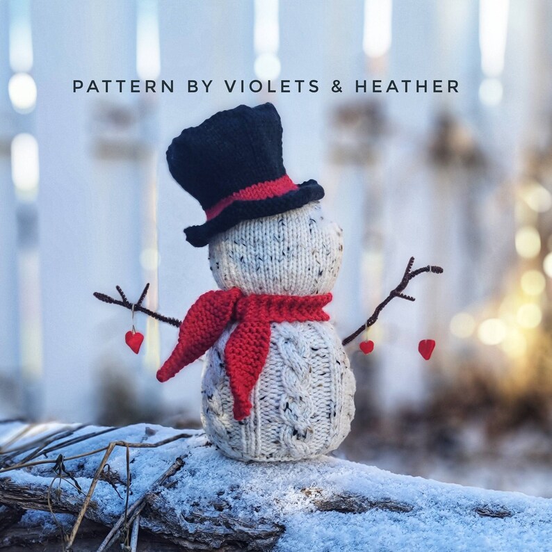 KNITTING PATTERN for Whimsical Snowman Decor, Knit Amigurumi Pattern, Knit Winter Patterns.Instant PDF Pattern Download.Violets and Heather image 1