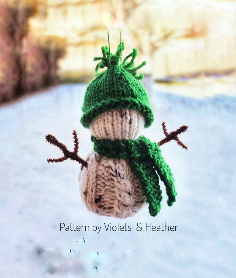 KNITTING PATTERN for Snowman Christmas Tree Ornament, Snowman Ornament Pattern, Knit Snowman Decorations. Instant PDF Pattern Download. image 1