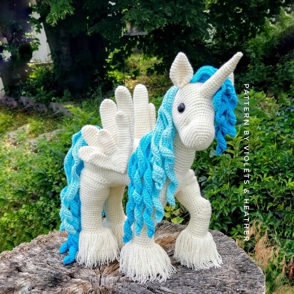 CROCHET PATTERN for Winged Unicorn.Crochet Unicorn Pattern.Crochet Pegasus Pattern.Crochet Alicorn.Crochet Toy Pattern Instant PDF Download.