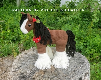 CROCHET PATTERN for Winter Horse, Instant PDF Download. Amigurumi Horse Pattern. Clydesdale Crochet Pattern. Crochet Toys. Violets&Heather