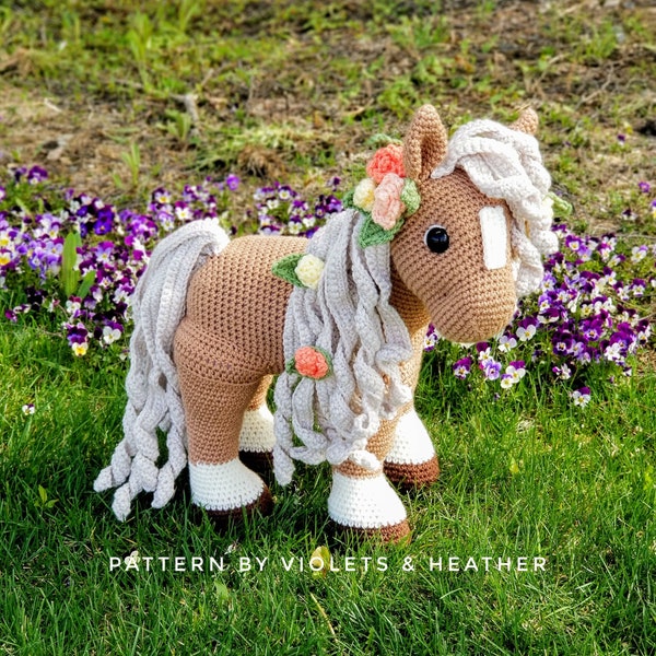 CROCHET PATTERN for Summer Horse, Instant PDF Download. Amigurumi Horse Pattern. Crochet Pony Pattern. Crochet Toys. Violets and Heather