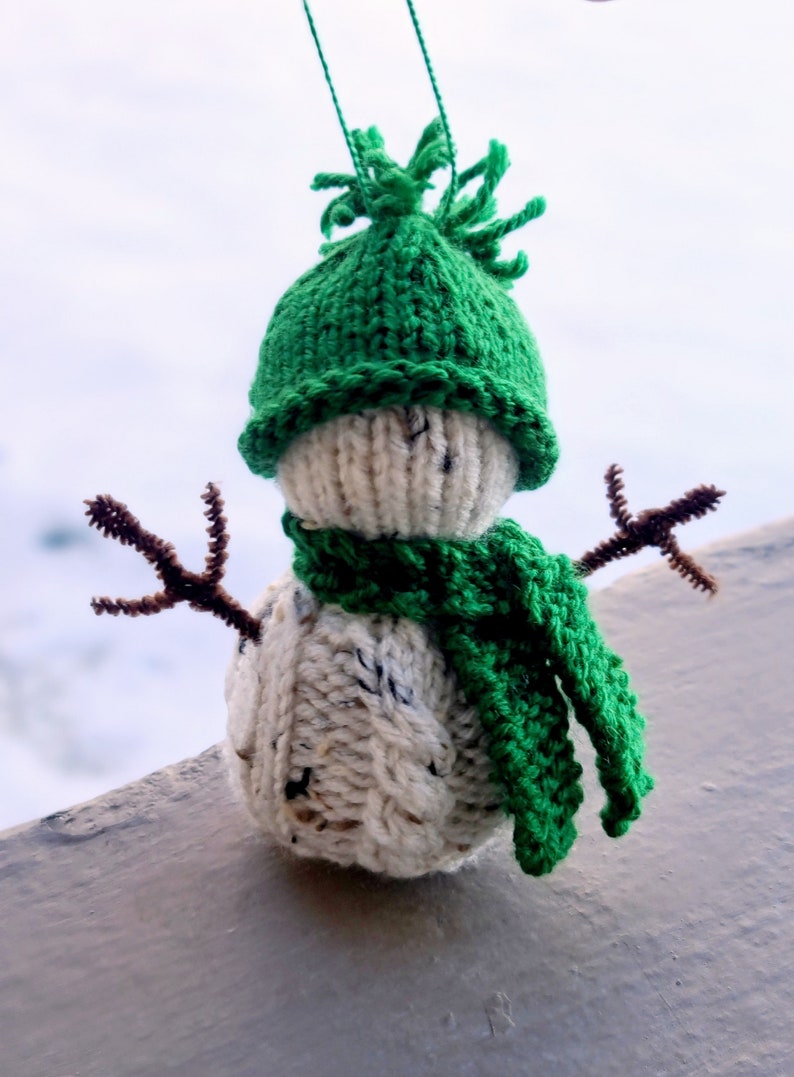 KNITTING PATTERN for Snowman Christmas Tree Ornament, Snowman Ornament Pattern, Knit Snowman Decorations. Instant PDF Pattern Download. image 5