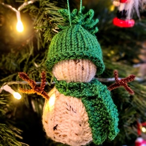 KNITTING PATTERN for Snowman Christmas Tree Ornament, Snowman Ornament Pattern, Knit Snowman Decorations. Instant PDF Pattern Download. image 3