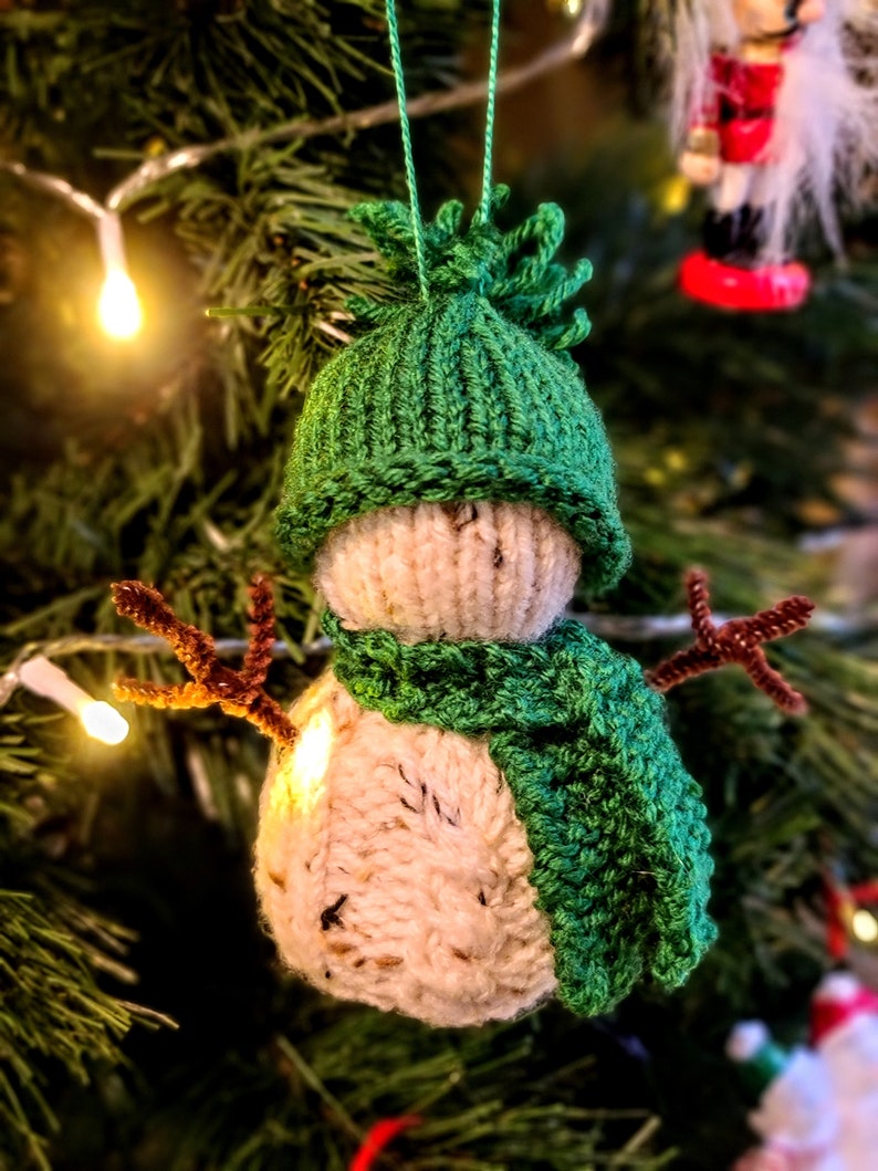 KNITTING PATTERN for Snowman Christmas Tree Ornament, Snowman Ornament Pattern, Knit Snowman Decorations. Instant PDF Pattern Download. image 3