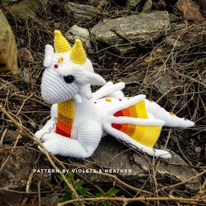 CROCHET PATTERN for Fire Wing Dragon / Crochet Dragon Pattern.  Instant PDF Pattern Download. Amigurumi Pattern. Violets and Heather