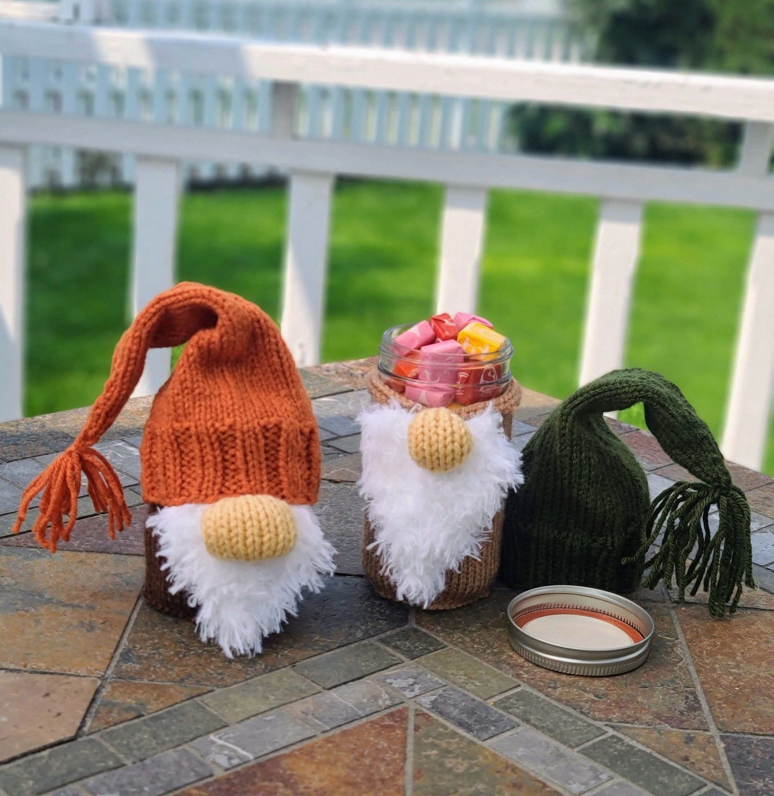 KNITTING PATTERN for Gnome Mason Jar Covers Knit Gnome Etsy