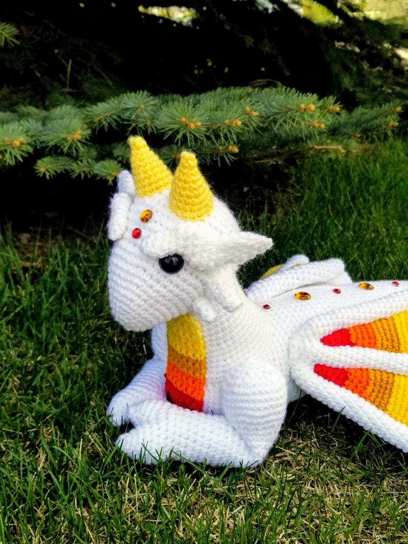 CROCHET PATTERN for Fire Wing Dragon / Crochet Dragon Pattern. Instant PDF Pattern Download. Amigurumi Pattern. Violets and Heather image 5