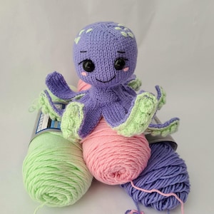 KNITTING PATTERN for Baby Octopus, Knit Amigurumi Pattern, Knit Patterns. Instant PDF Pattern Download. Violets and Heather Octopus Pattern image 3