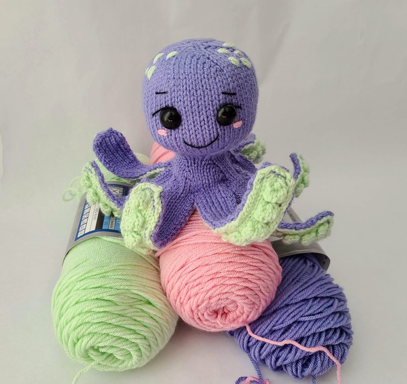 KNITTING PATTERN for Baby Octopus, Knit Amigurumi Pattern, Knit Patterns. Instant PDF Pattern Download. Violets and Heather Octopus Pattern image 3