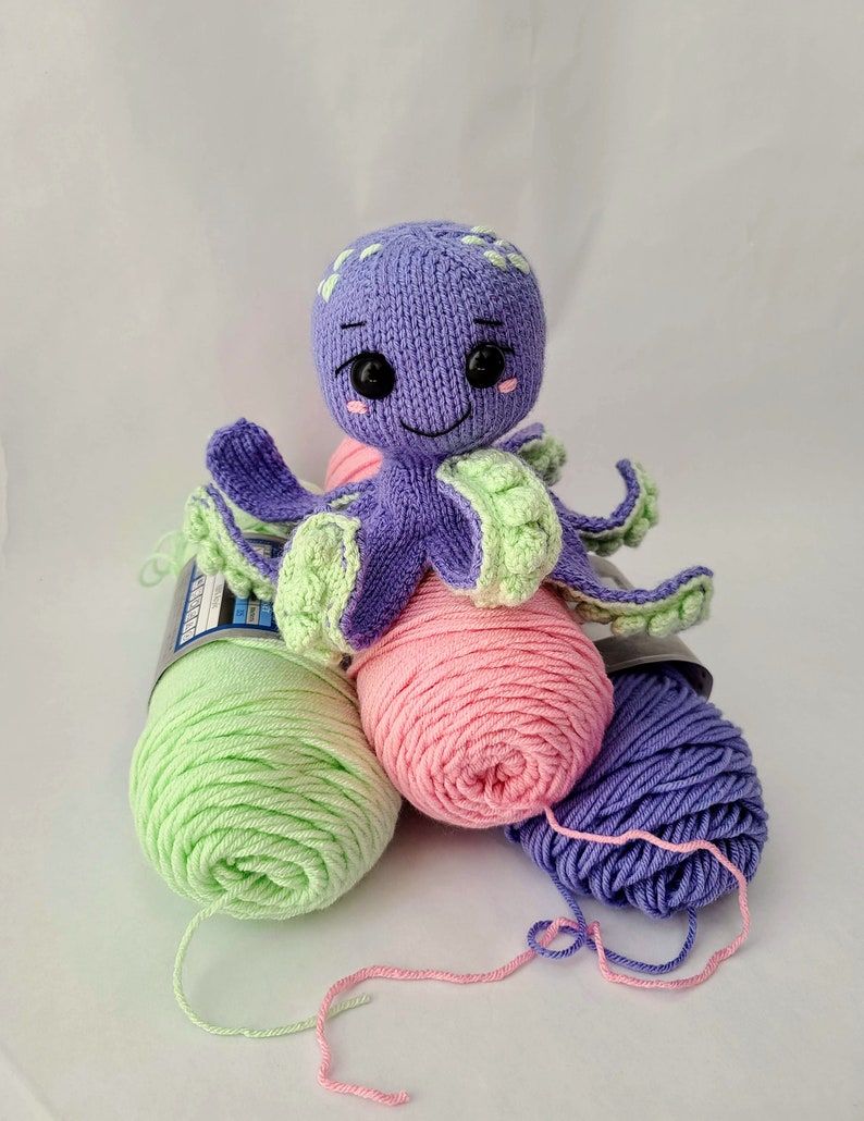 KNITTING PATTERN for Baby Octopus, Knit Amigurumi Pattern, Knit Patterns. Instant PDF Pattern Download. Violets and Heather Octopus Pattern image 8