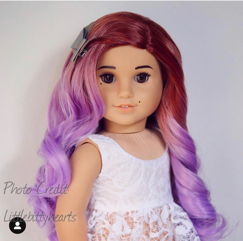 American Girl Doll wig RAINBOW Custom NEW 18/" Doll wig for any 10-11/" Head