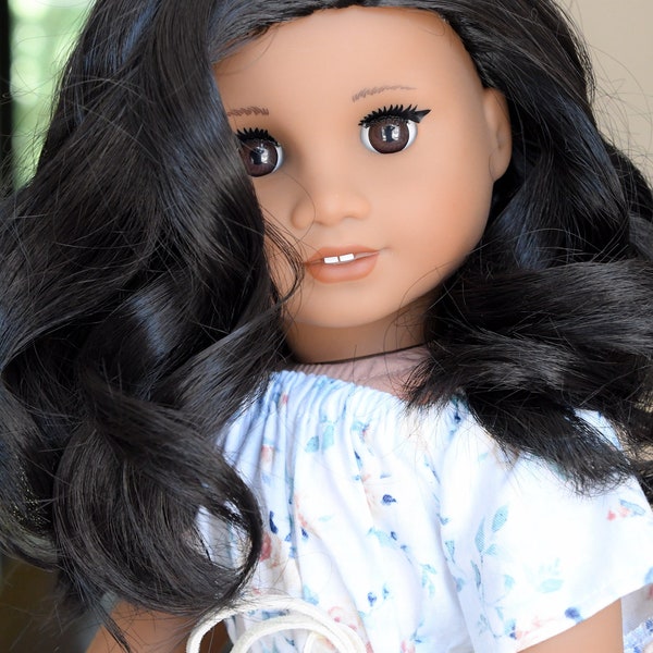 11" Custom Doll Wig fits American Girl Dolls Journey Girls Our Generation Gotz HEAT SAFE tangle Resistant BLACK