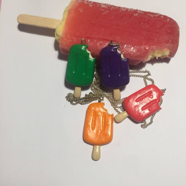 Lolly charm necklace,  polymer clay lolly with ice cream centre, strawberry split, mivvi lolly