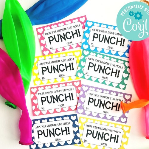 INSTANT DOWNLOAD Valentine's Day Punch Balloon. Printable Etsy