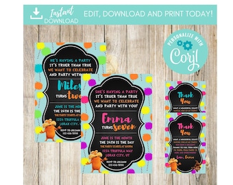 O convite para festa de aniversário de Lorax