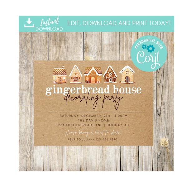 Gingerbread House Decorating Party Invite