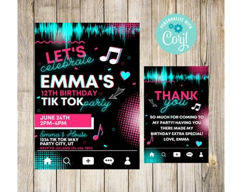 Convite para festa musical Tik Tok
